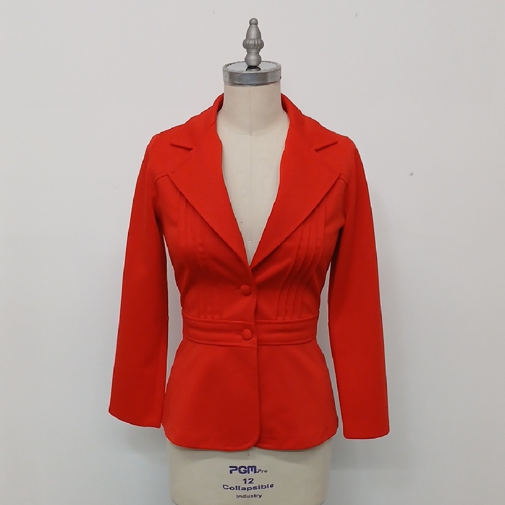 Vintage Red Polyester Blazer / Handmade / MINT